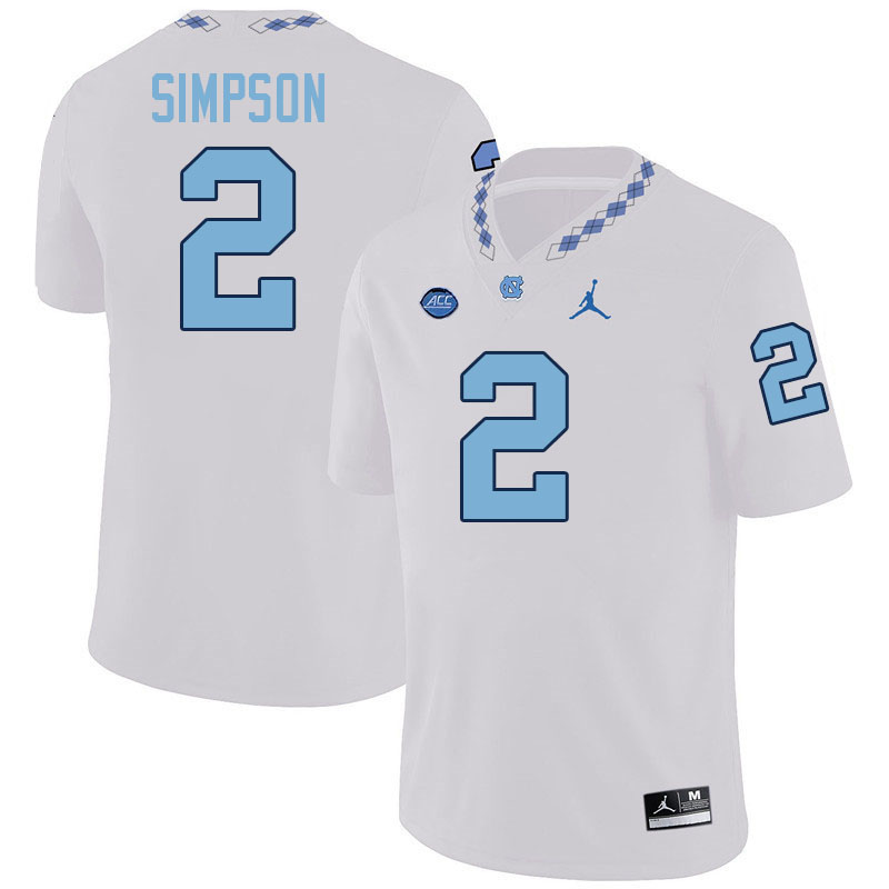 #2 Andrew Simpson North Carolina Tar Heels College Football Jersey Stitched-White #2 Andrew Simpson North Carolina Tar Heels College Football Jersey Stitched-White
